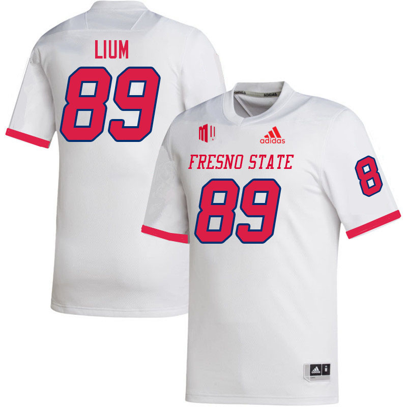 Men #89 Brock Lium Fresno State Bulldogs College Football Jerseys Stitched Sale-White - Click Image to Close